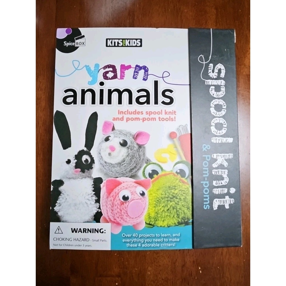 Spice Box Kits For‎ Kids Yarn Animals Spool Knit & Pom-Poms NEW